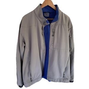 Roper Soft Shell Jacket Mens XL Gray Fleece Lined Full Zip Outdoor Lightweight